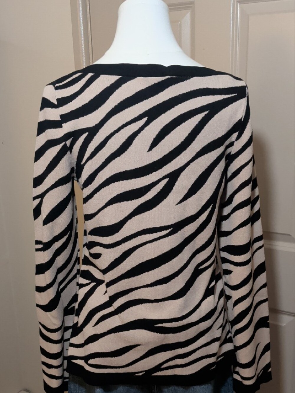 Ann Taylor Black and Beige Zebra-Print Sweater - Picture 3 of 5